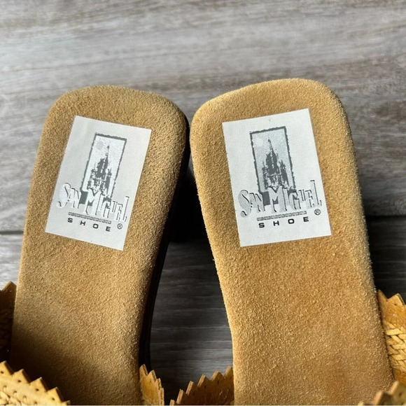 San Miguel Woven Slipper Sandals Wooden Heel - Picture 5 of 14